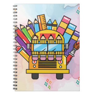 Creative School Bus Made of School Supplies Notebook