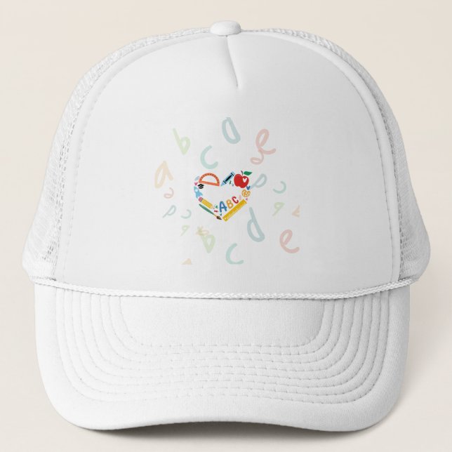 Creative School Bus Made of School Supplies  Trucker Hat (Front)