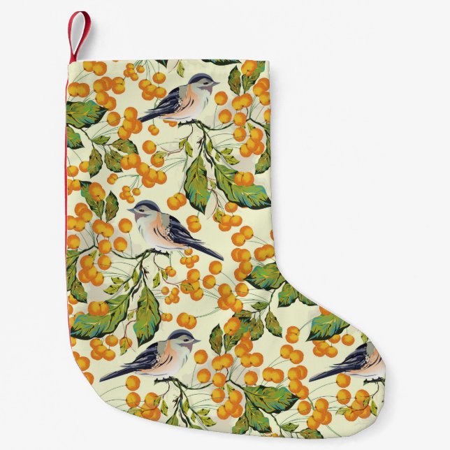Creative seamless pattern background decorated wit small christmas stocking (Front)