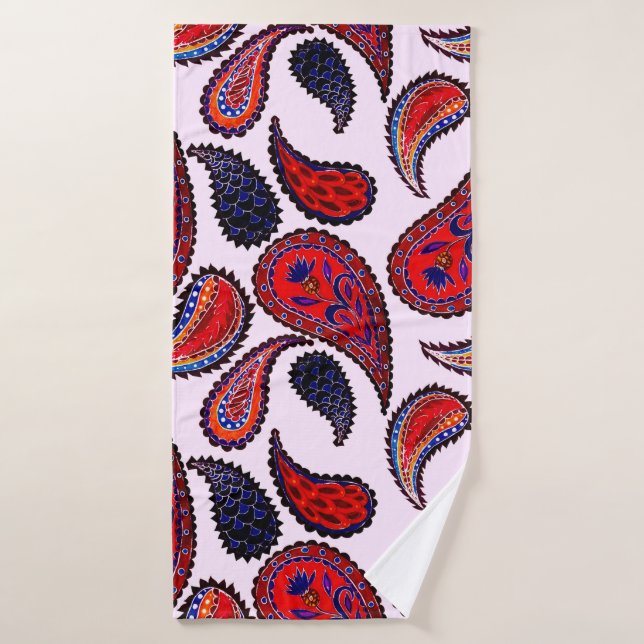 Creative seamless pattern with hand drawn paisley  bath towel (Bath Towel)