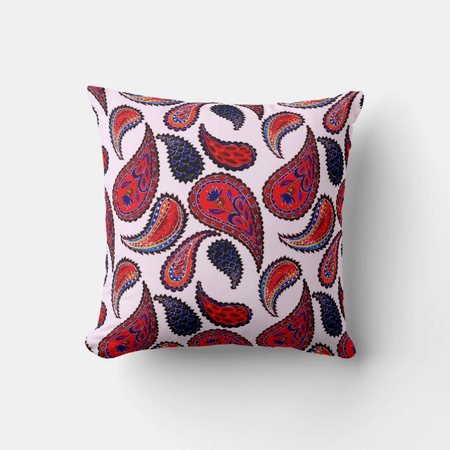 Creative seamless pattern with hand drawn paisley  cushion (Front)