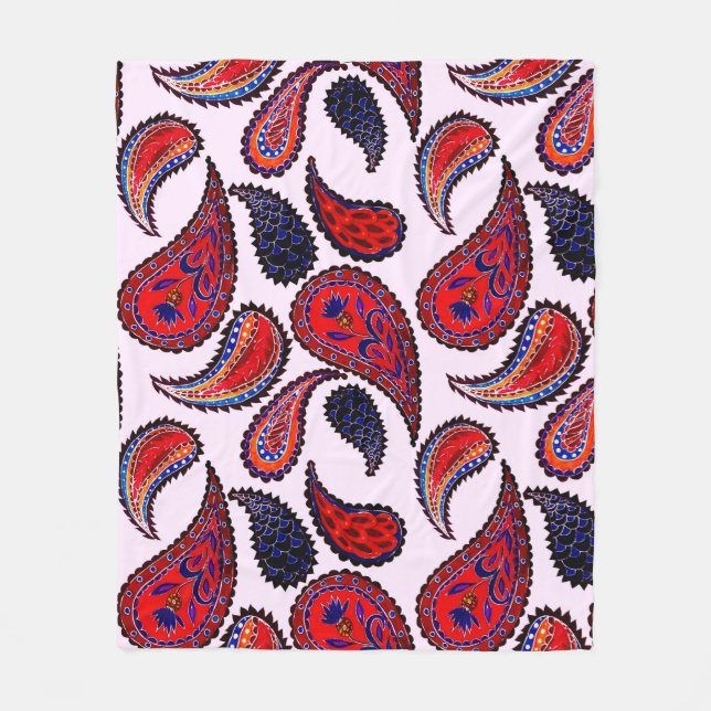 Creative seamless pattern with hand drawn paisley  fleece blanket (Front)