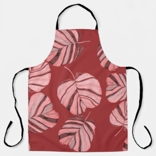 Creative seamless pattern with tropical leaves and apron