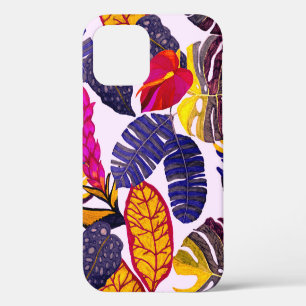 Creative seamless pattern with tropical leaves and iPhone 12 case