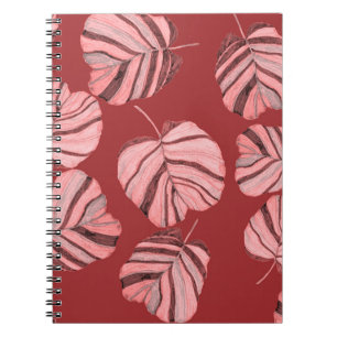 Creative seamless pattern with tropical leaves and notebook