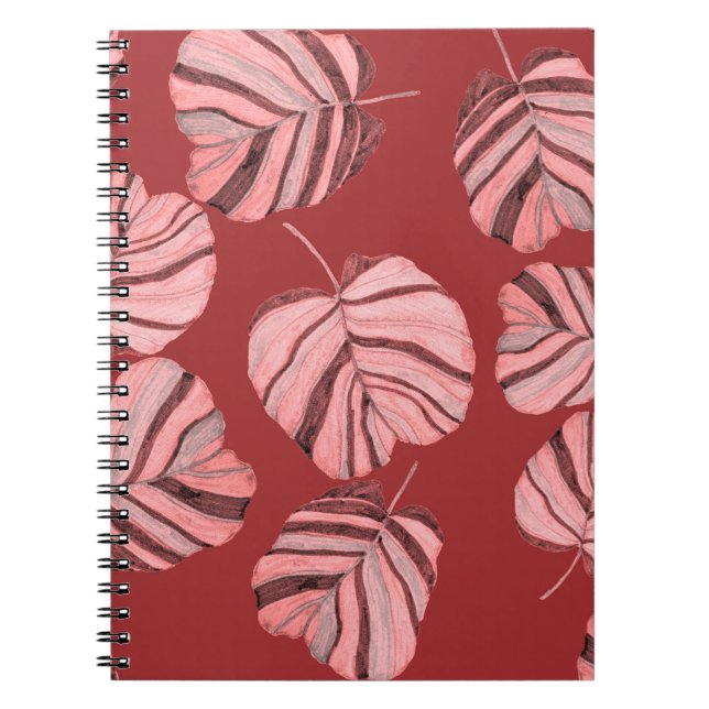 Creative seamless pattern with tropical leaves and notebook (Front)