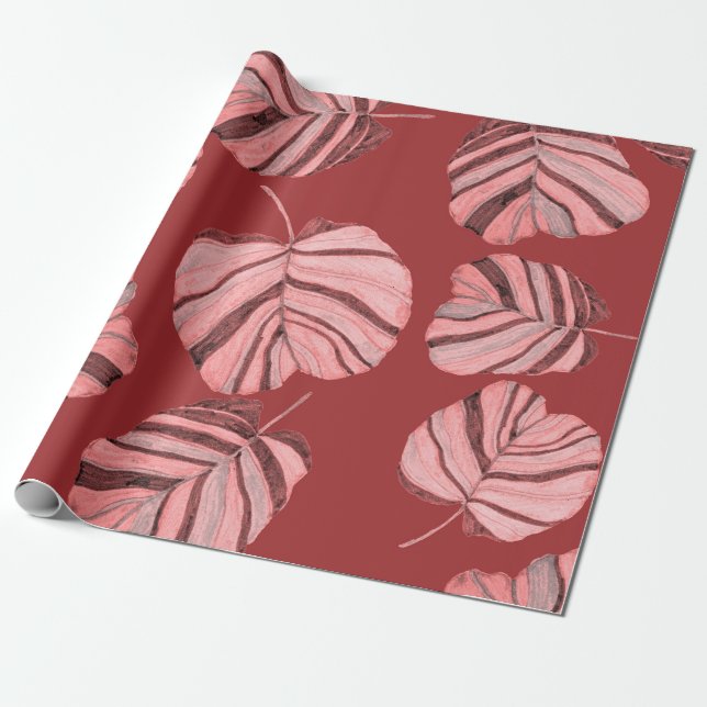 Creative seamless pattern with tropical leaves and wrapping paper (Unrolled)