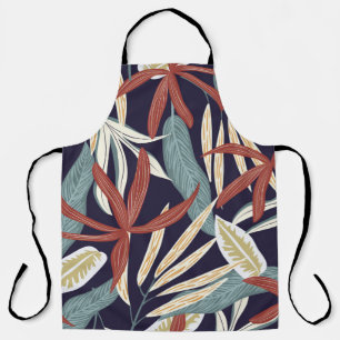 Creative seamless pattern with tropical plants on apron