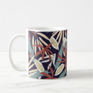 Creative seamless pattern with tropical plants on coffee mug