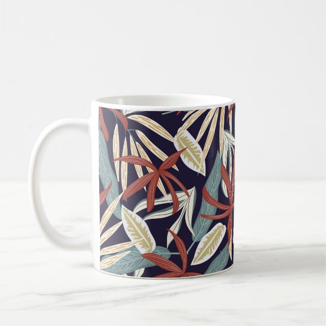 Creative seamless pattern with tropical plants on  coffee mug (Left)