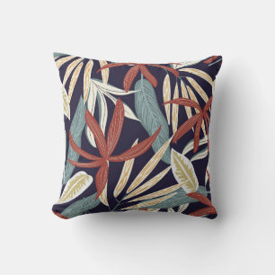 Creative seamless pattern with tropical plants on  cushion
