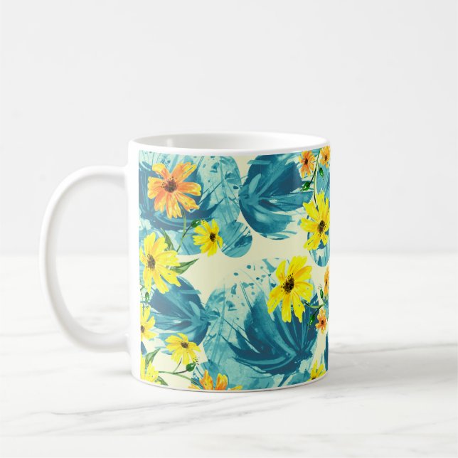 Creative seamless watercolor pattern of plants, He Coffee Mug (Left)