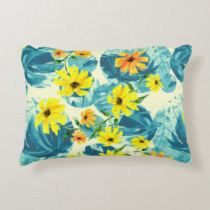 Creative seamless watercolor pattern of plants, He Decorative Cushion