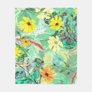 Creative seamless watercolor pattern of plants, He Fleece Blanket