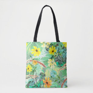 Creative seamless watercolor pattern of plants, He Tote Bag