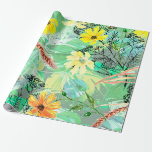 Creative seamless watercolor pattern of plants, He Wrapping Paper