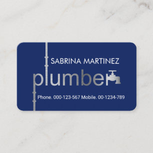 Creative Silver Plumber Pipe System Plumbing Works Business Card