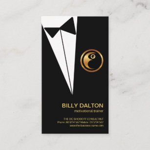 Creative Simple Black Tuxedo Motivational Speaker Business Card