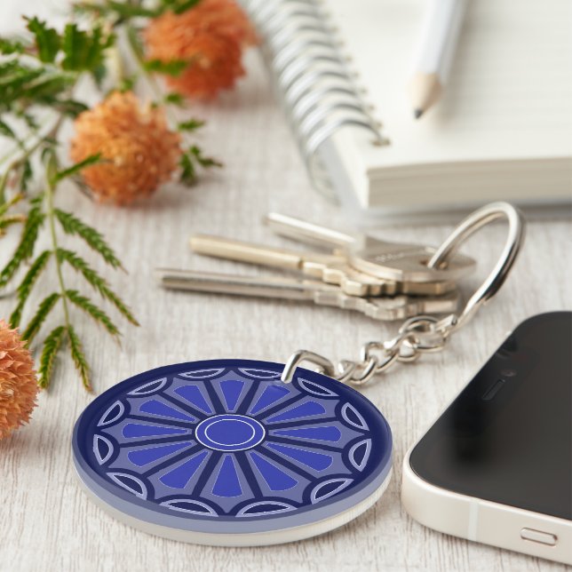 Creative simple colour flower gift mum dad sister  key ring (Front Right)