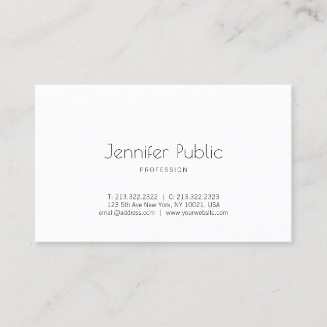 Creative Simple Design Modern Trendy White Plain Business Card (Front)