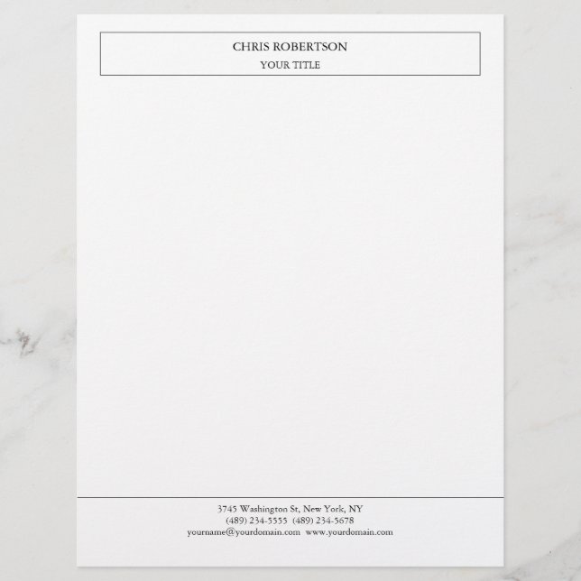 Creative Simple Minimalist Modern Professional Custom Letterhead (Front)