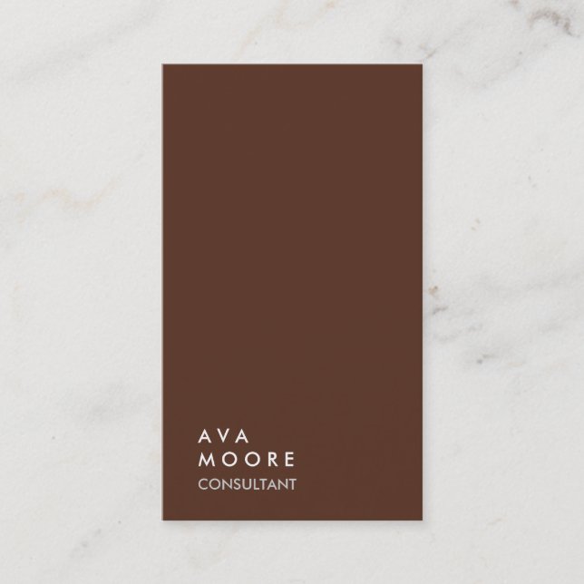 Creative Simple Plain Brown Trendy Consultant Business Card (Front)
