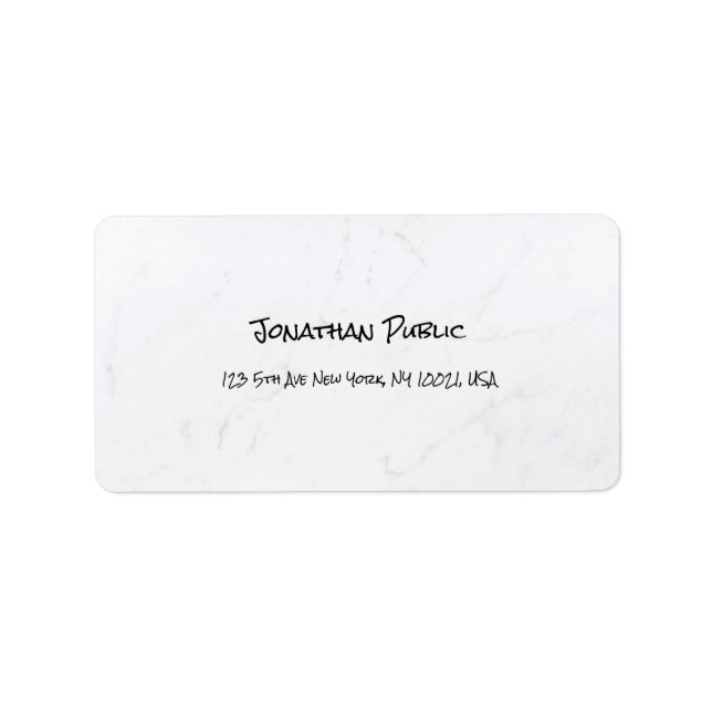 Creative Simple White Marble Plain Modern Address Label (Front)