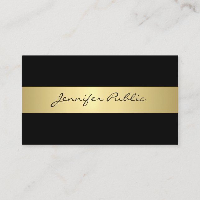 Creative Sleek Design Gold Plain Trendy Luxury Business Card (Front)