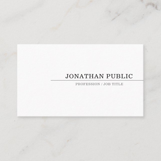 Creative Sleek Modern Design Elegant White Plain Business Card (Front)