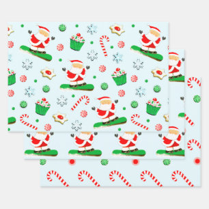 Creative Snowboarding Christmas Holiday Gift Wrapping Paper Sheet
