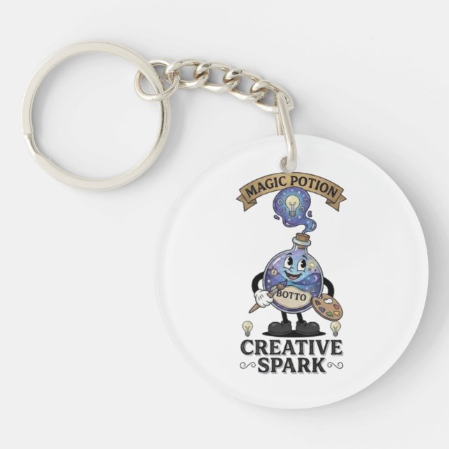 Creative Spark Magic Potion Retro Artist Mascot Key Ring (Front)