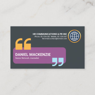 Creative Speech Box Quotation Mark PR HR Manager Business Card