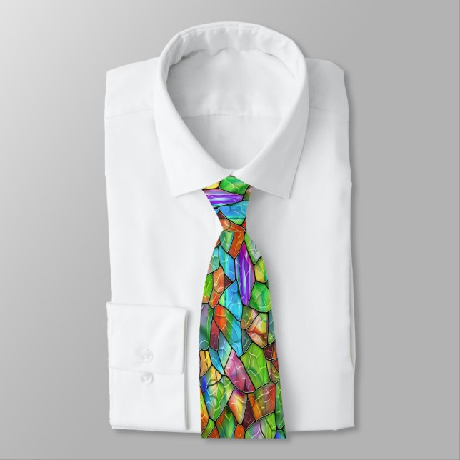 Creative Stained Glass Mosaic Tie (Tied)