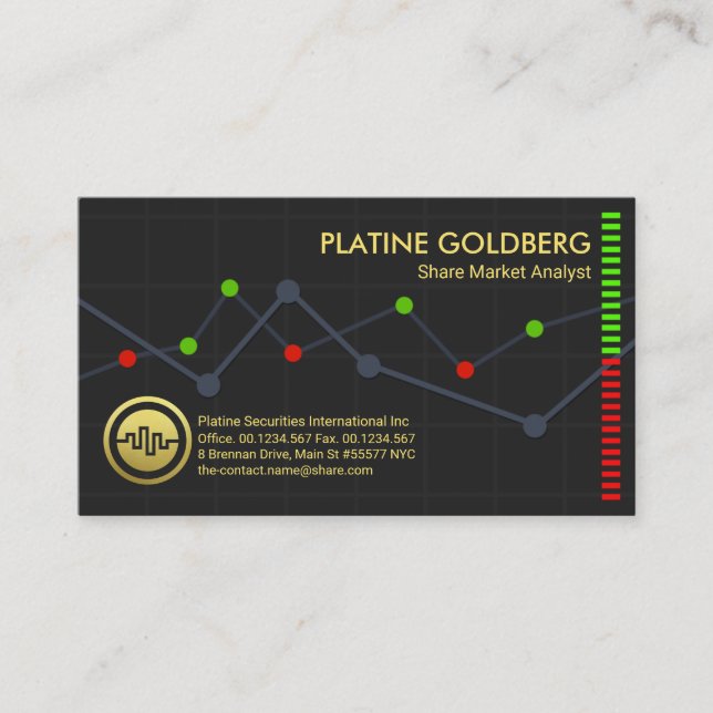 Creative Stock Share Market Graph Money Market  Business Card (Front)