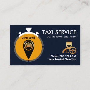 Creative Stopwatch Location Icon Taxi #ZazzleMade Business Card