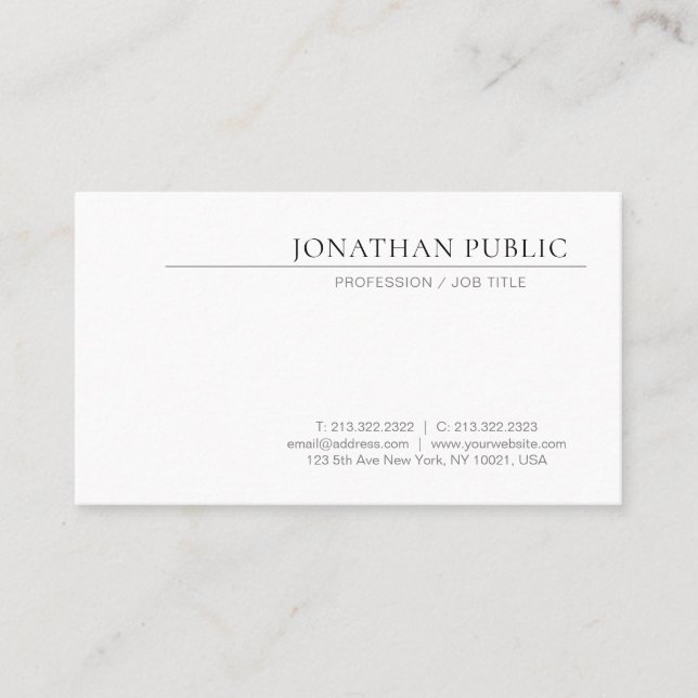 Creative Stylish Design Clean White Trendy Plain Business Card (Front)