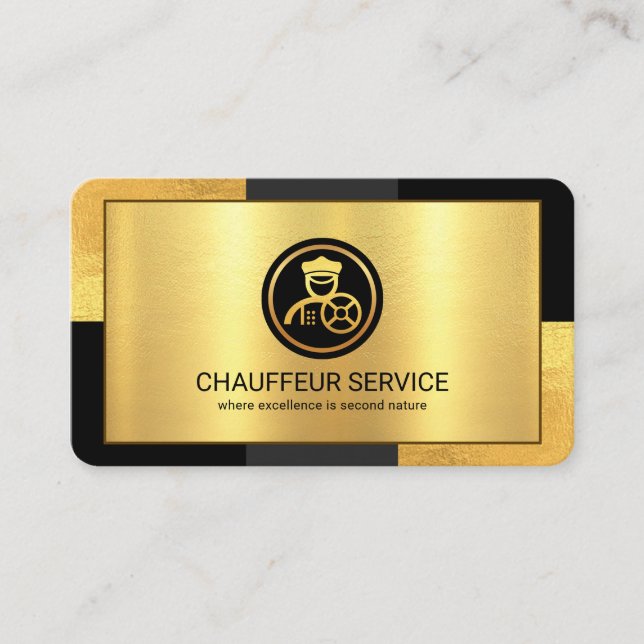 Creative Stylish Grey Gold Layers Driving Business Card (Front)