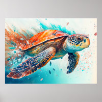Creative Swimming Tortoise Illustration