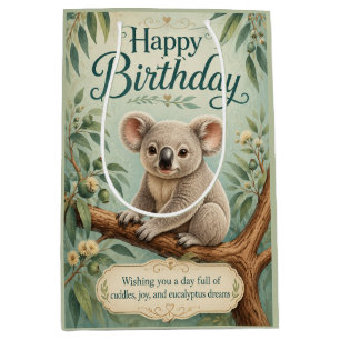 Creative Title Adorable Koala Eucalyptus Birthday Medium Gift Bag