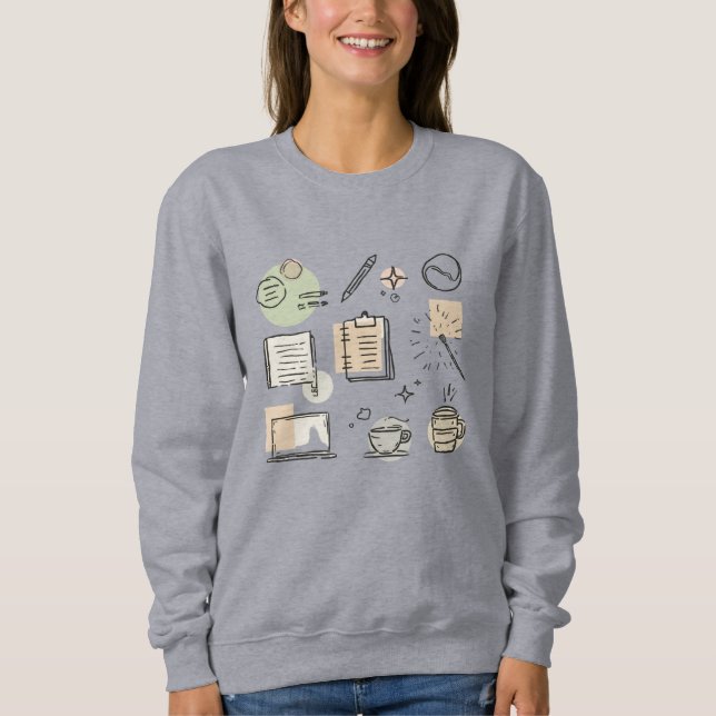 Creative Tools & Icons Collage – Hand-Drawn Sweatshirt (Front)