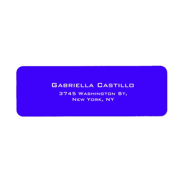 Creative Ultramarine Blue Plain Elegant Simple Return Address Label (Front)