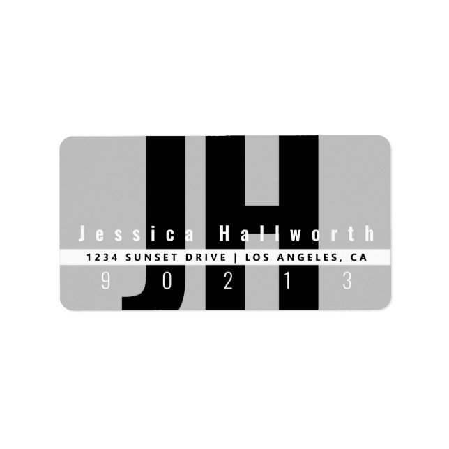 Creative Unique Modern | Black White Grey Address Label (Front)