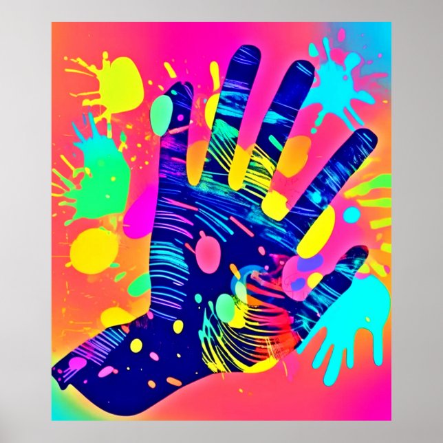 Creative Vibrant Hand Splash Art Poster (Front)