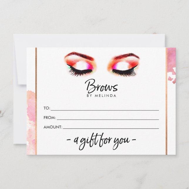 Creative Watercolor Eyebrows Gift Certificate (Front)