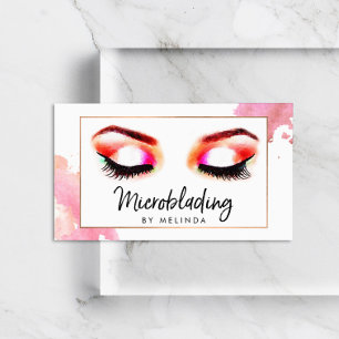 Creative Watercolor Eyebrows Microblading Business Card