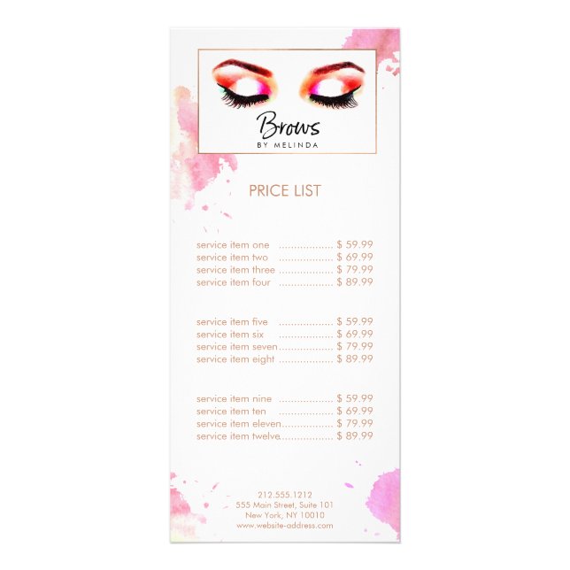 Creative Watercolor Eyebrows Rack Card (Front)