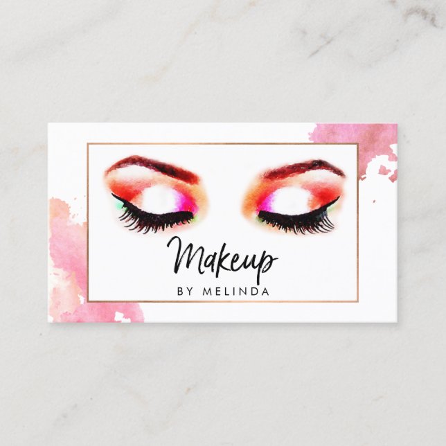 Creative Watercolor Eyes Makeup Artist Business Card (Front)