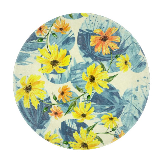 Creative Watercolor Plants: Stylish Seamless Cutting Board (Front)