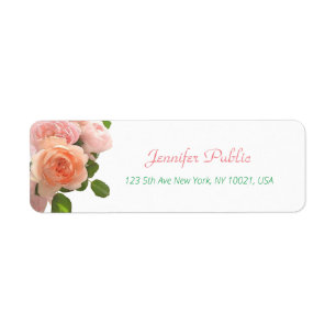 Creative Watercolor Roses Hand Script Template Return Address Label
