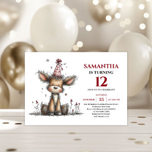 Creative whimsical animals deer kids birthday  invitation